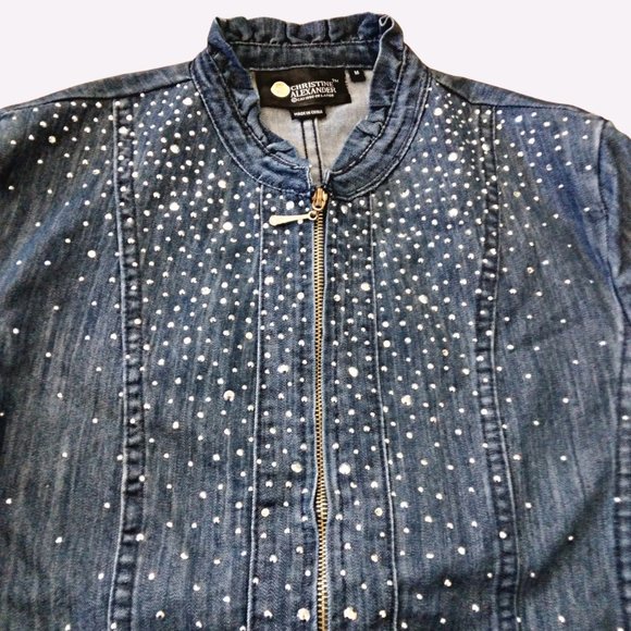 Rhinestone Denim Jacket, Juniors Size M - Picture 4 of 7
